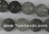 CCQ316 15.5 inches 16mm faceted round cloudy quartz beads wholesale