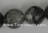 CCQ319 15.5 inches 22mm faceted round cloudy quartz beads wholesale