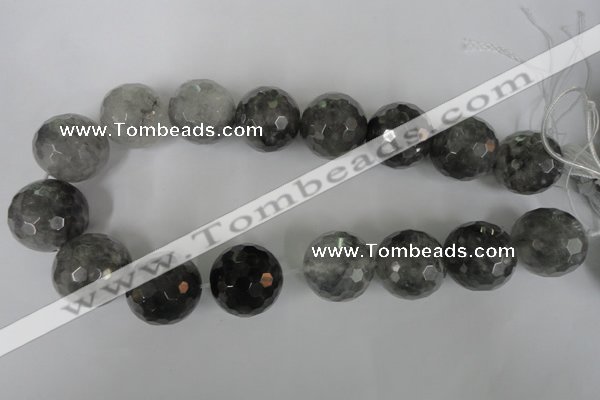 CCQ320 15.5 inches 25mm faceted round cloudy quartz beads wholesale