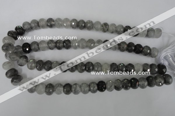 CCQ333 15.5 inches 10*14mm faceted rondelle cloudy quartz beads