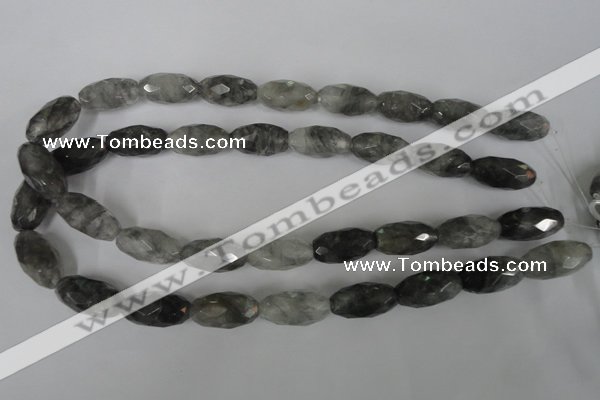 CCQ350 15.5 inches 12*22mm faceted rice cloudy quartz beads wholesale