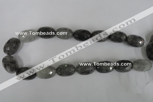 CCQ352 15.5 inches 18*25mm faceted rice cloudy quartz beads wholesale