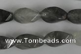 CCQ358 15.5 inches 10*20mm twisted rice cloudy quartz beads wholesale