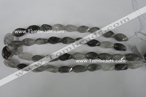 CCQ358 15.5 inches 10*20mm twisted rice cloudy quartz beads wholesale