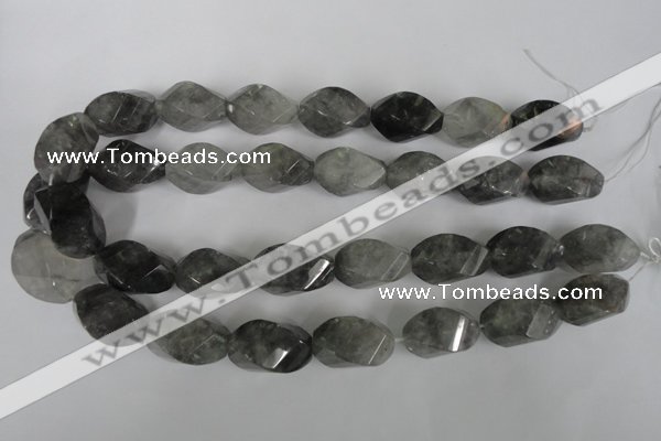 CCQ360 15.5 inches 15*25mm twisted rice cloudy quartz beads wholesale