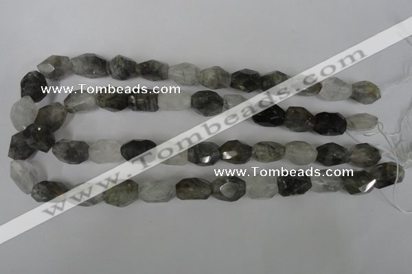 CCQ365 15.5 inches 12*16mm faceted nuggets cloudy quartz beads wholesale