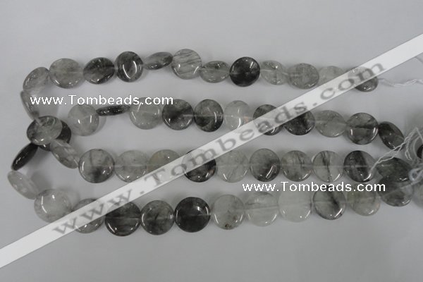 CCQ372 15.5 inches 16mm flat round cloudy quartz beads wholesale