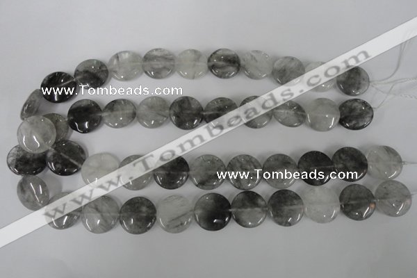 CCQ373 15.5 inches 18mm flat round cloudy quartz beads wholesale