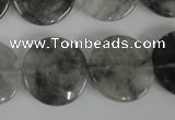 CCQ374 15.5 inches 20mm flat round cloudy quartz beads wholesale