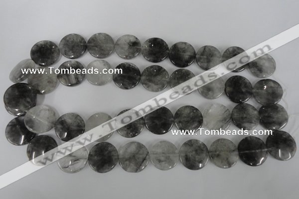 CCQ374 15.5 inches 20mm flat round cloudy quartz beads wholesale