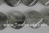 CCQ450 15.5 inches 20mm twisted coin cloudy quartz beads wholesale