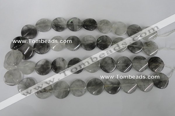 CCQ450 15.5 inches 20mm twisted coin cloudy quartz beads wholesale