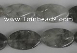 CCQ455 15.5 inches 15*25mm twisted oval cloudy quartz beads wholesale