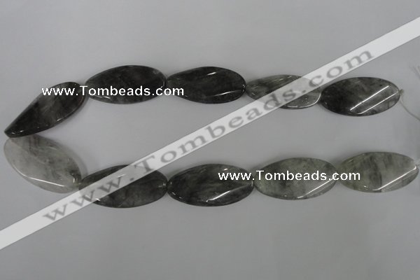 CCQ460 15.5 inches 20*40mm twisted oval cloudy quartz beads wholesale