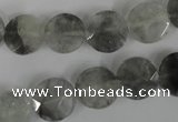 CCQ464 15.5 inches 12mm faceted coin cloudy quartz beads wholesale