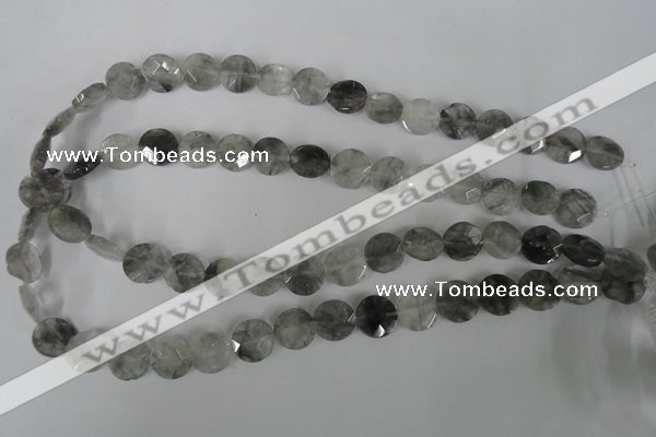 CCQ464 15.5 inches 12mm faceted coin cloudy quartz beads wholesale