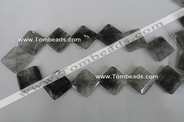 CCQ488 15.5 inches 25*25mm faceted diamond cloudy quartz beads