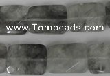 CCQ494 15*20mm twisted & faceted rectangle cloudy quartz beads