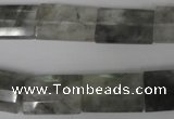 CCQ498 15.5 inches 13*20mm faceted flat tube cloudy quartz beads