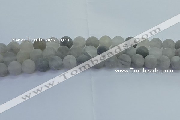 CCQ564 15.5 inches 12mm round matte cloudy quartz beads wholesale