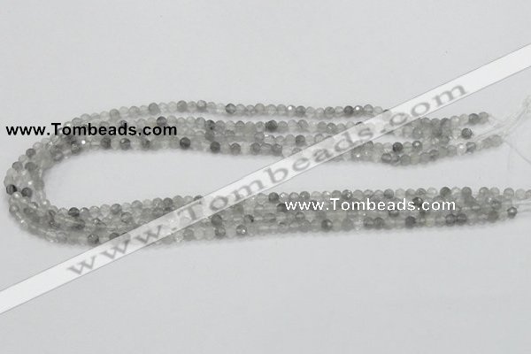 CCQ57 15.5 inches 4mm faceted round cloudy quartz beads wholesale