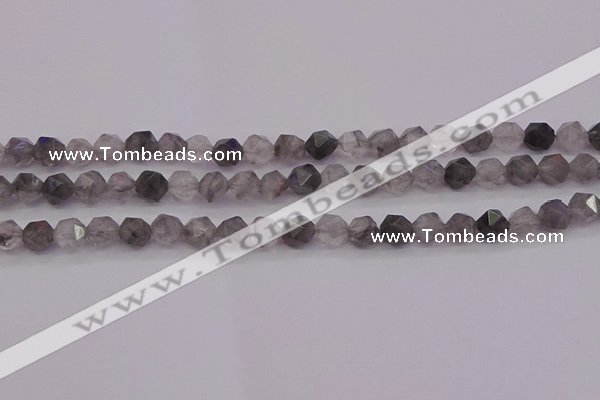 CCQ571 15.5 inches 6mm faceted nuggets cloudy quartz beads