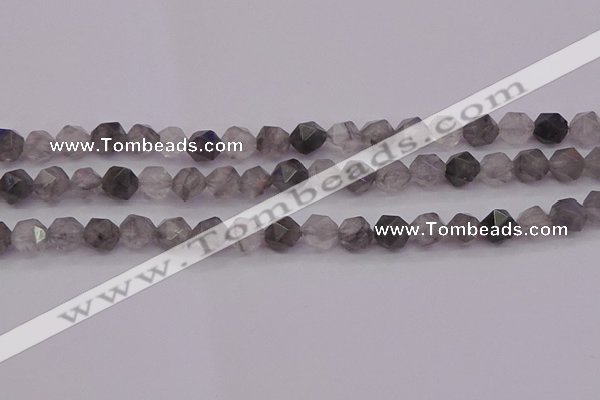 CCQ572 15.5 inches 8mm faceted nuggets cloudy quartz beads