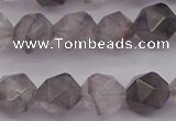 CCQ573 15.5 inches 10mm faceted nuggets cloudy quartz beads