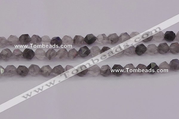 CCQ573 15.5 inches 10mm faceted nuggets cloudy quartz beads