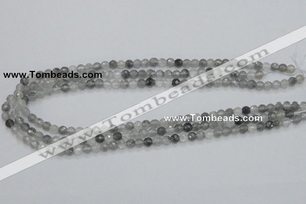 CCQ58 15.5 inches 6mm faceted round cloudy quartz beads wholesale