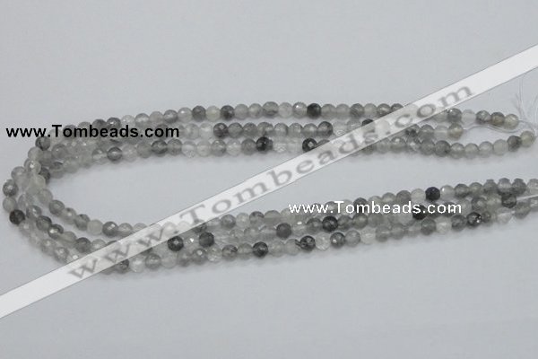 CCQ58 15.5 inches 6mm faceted round cloudy quartz beads wholesale