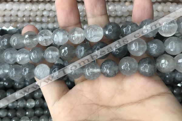CCQ584 15.5 inches 12mm faceted round cloudy quartz beads wholesale