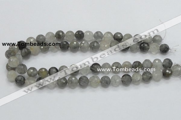 CCQ61 15.5 inches 12mm faceted round cloudy quartz beads wholesale