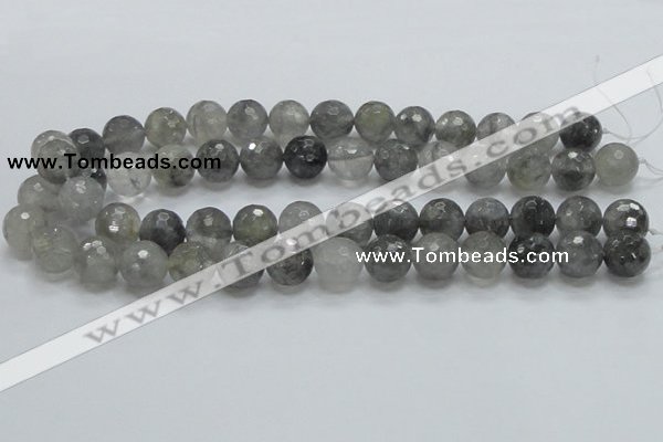 CCQ62 15.5 inches 14mm faceted round cloudy quartz beads wholesale