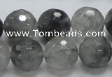 CCQ63 15.5 inches 16mm faceted round cloudy quartz beads wholesale