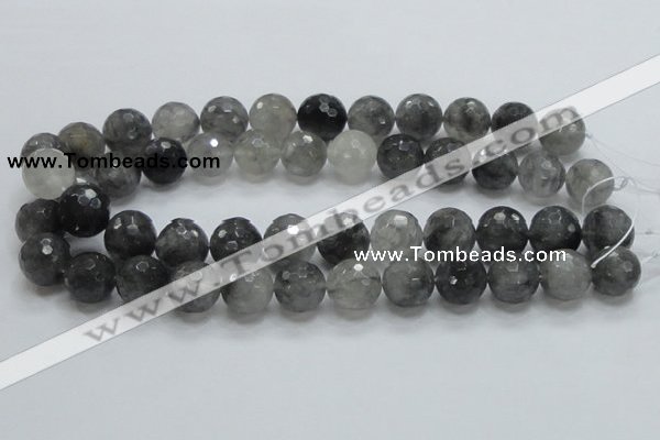 CCQ63 15.5 inches 16mm faceted round cloudy quartz beads wholesale