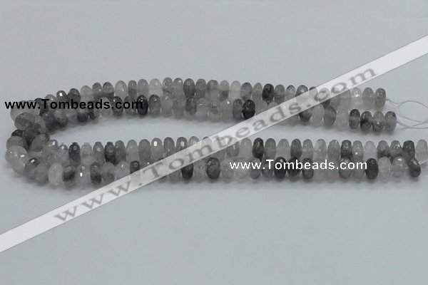 CCQ74 15.5 inches 7*10mm faceted rondelle cloudy quartz beads wholesale