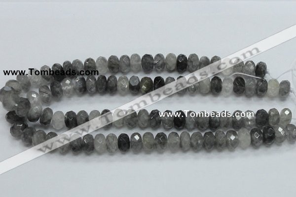 CCQ76 15.5 inches 8*14mm faceted rondelle cloudy quartz beads wholesale