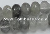 CCQ78 15.5 inches 10*16mm faceted rondelle cloudy quartz beads wholesale