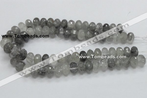 CCQ78 15.5 inches 10*16mm faceted rondelle cloudy quartz beads wholesale