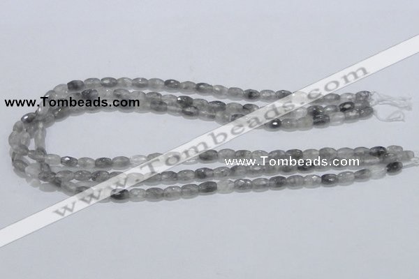 CCQ89 15.5 inches 5*8mm faceted rice cloudy quartz beads wholesale