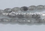 CCQ90 15.5 inches 6*10mm faceted rice cloudy quartz beads wholesale