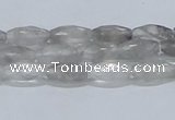 CCQ91 15.5 inches 6*12mm faceted rice cloudy quartz beads wholesale