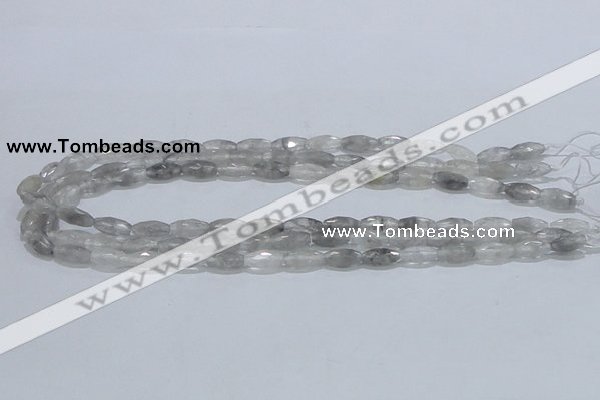 CCQ91 15.5 inches 6*12mm faceted rice cloudy quartz beads wholesale