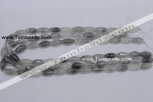 CCQ92 15.5 inches 8*16mm faceted rice cloudy quartz beads wholesale