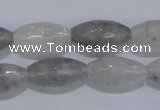 CCQ93 15.5 inches 10*20mm faceted rice cloudy quartz beads wholesale