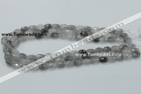 CCQ97 15.5 inches 8*12mm faceted egg-shaped cloudy quartz beads