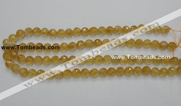 CCR05 15.5 inches 10mm faceted round natural citrine gemstone beads