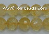 CCR06 15.5 inches 14mm faceted round natural citrine gemstone beads