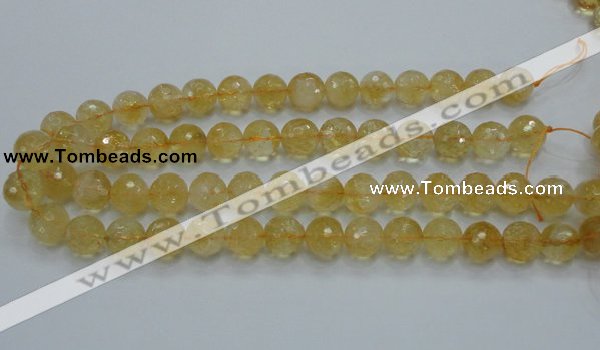 CCR06 15.5 inches 14mm faceted round natural citrine gemstone beads